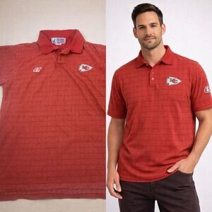 Vintage Logo Athletic Kansas City Chiefs NFL Pro Line Red Grid Polo Shirt 2XLT